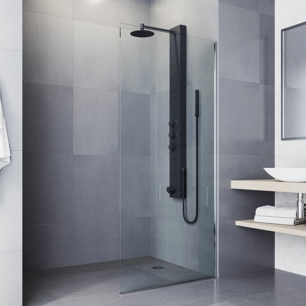 VIGO - Elan Bowery 4-Jet Shower Panel System With Tub Filler In Matte Black Model# VG08022MB