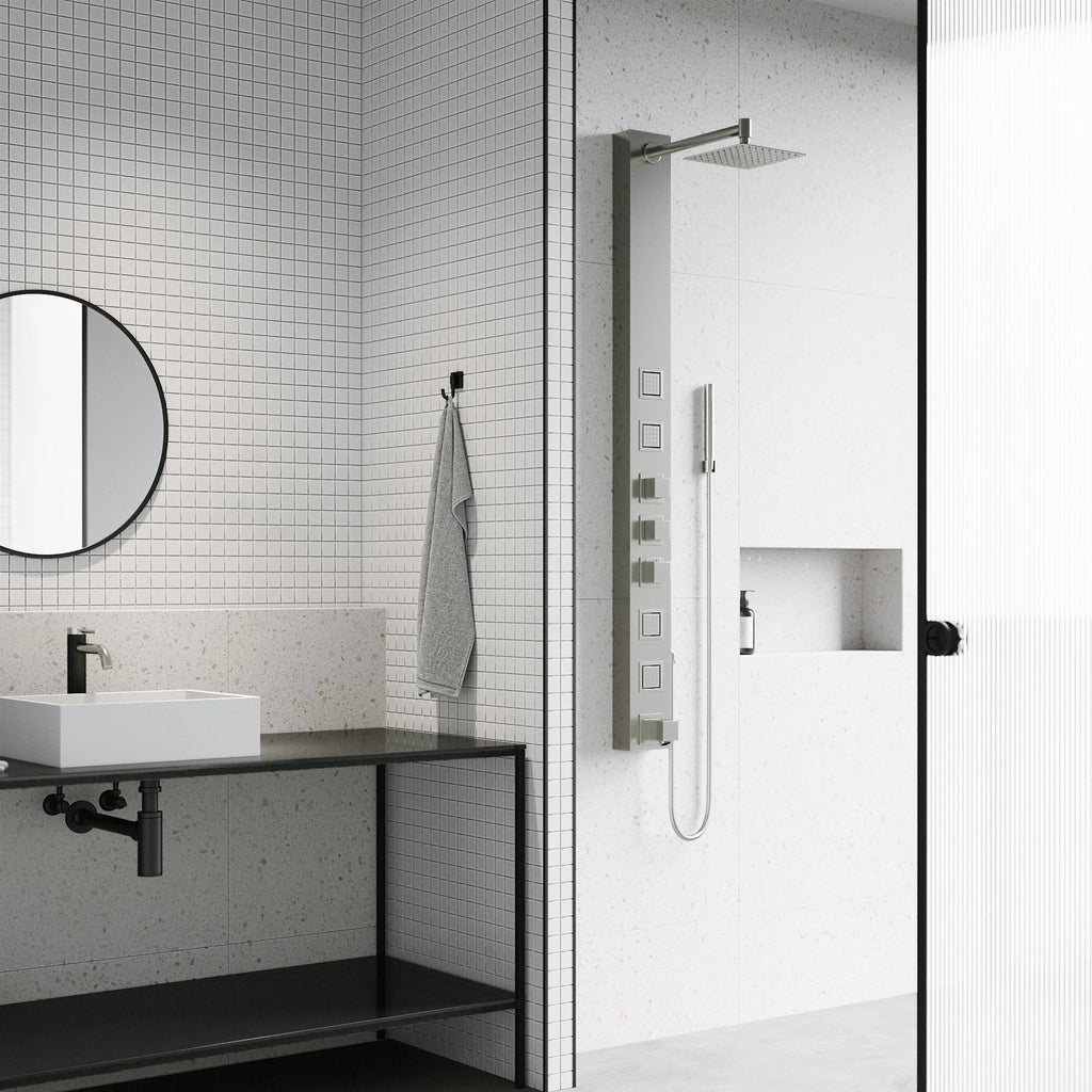 VIGO - Davidson Bowery 4-Jet Shower Panel System With Tub Spout In Stainless Steel Model# VG08023ST