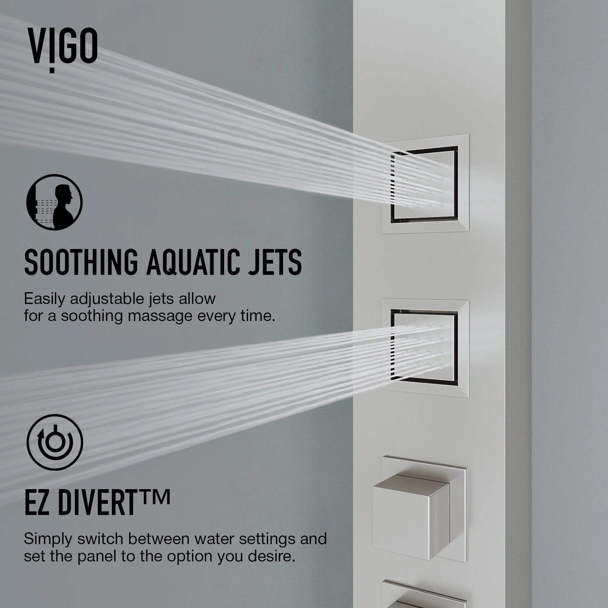 VIGO - Davidson Bowery 4-Jet Shower Panel System With Tub Spout In Stainless Steel Model# VG08023ST