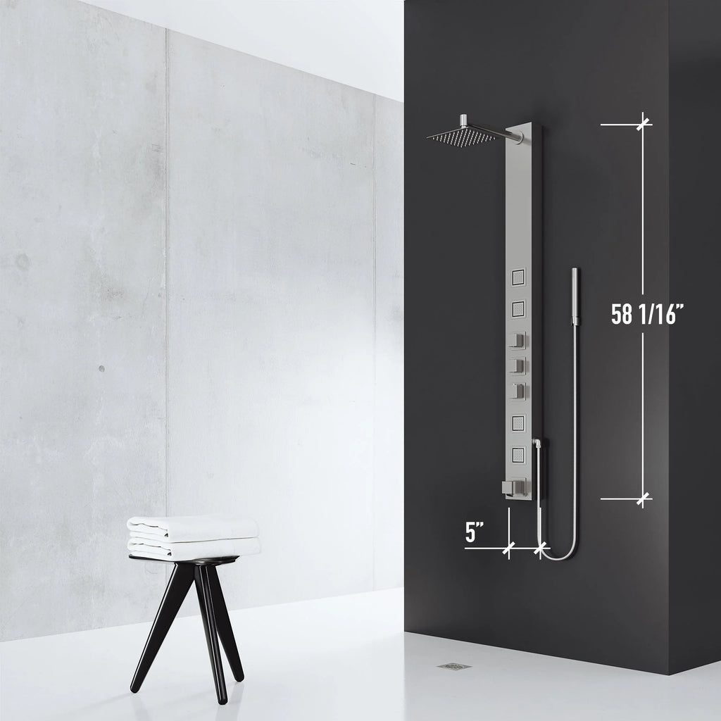 VIGO - Davidson Bowery 4-Jet Shower Panel System With Tub Spout In Stainless Steel Model# VG08023ST