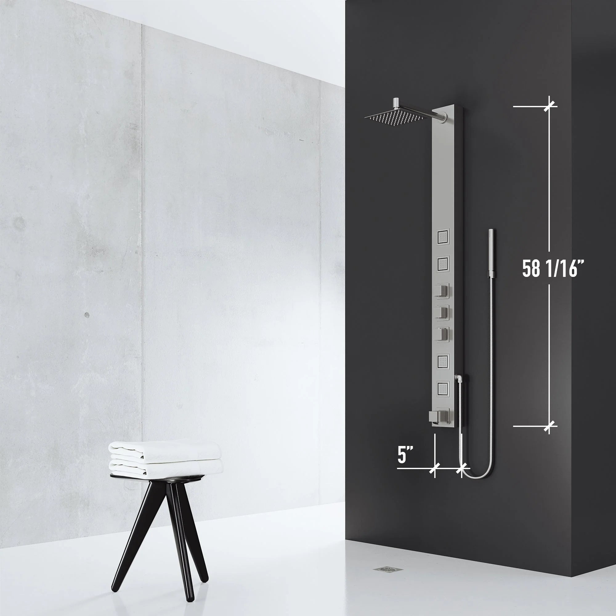 VIGO - Davidson Bowery 4-Jet Shower Panel System With Tub Spout In Stainless Steel Model# VG08023ST