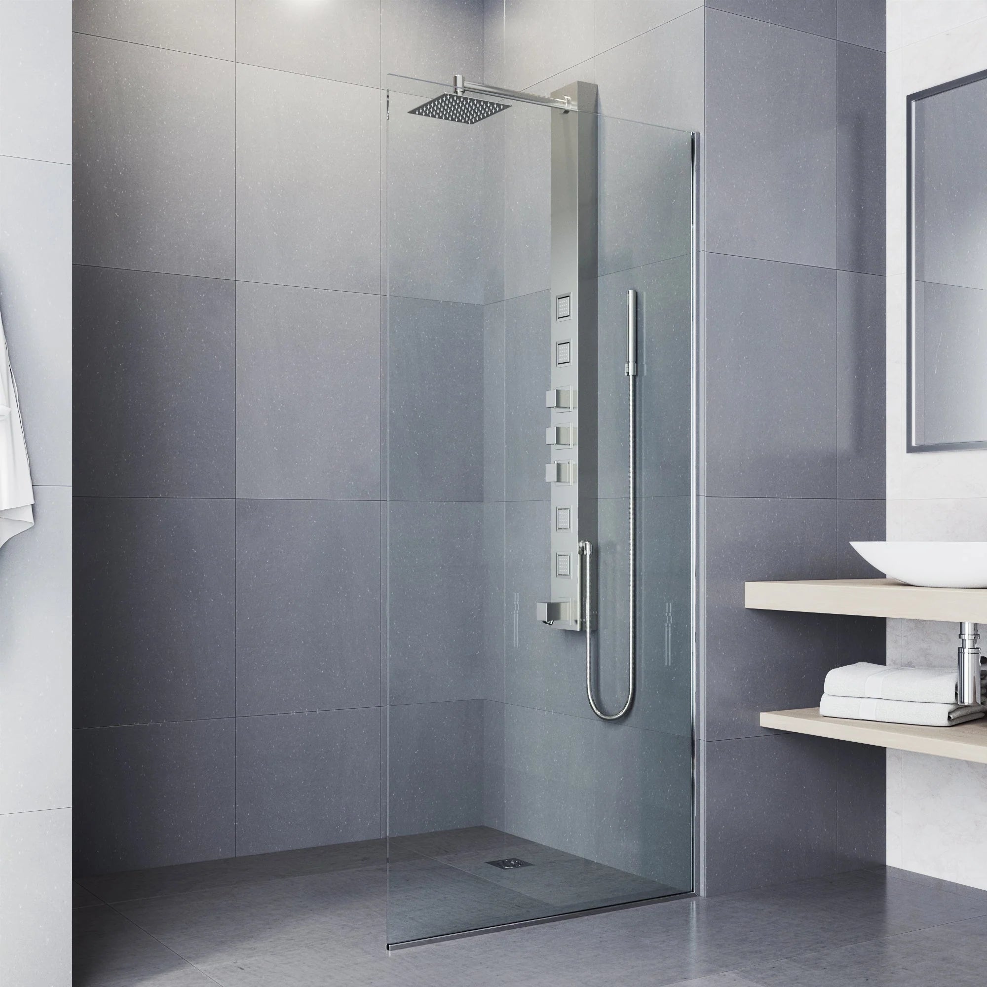 VIGO - Davidson Bowery 4-Jet Shower Panel System With Tub Spout In Stainless Steel Model# VG08023ST